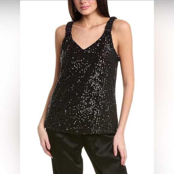 Vince Camuto Sequin Ruched Tank Top - Picture 1 of 8